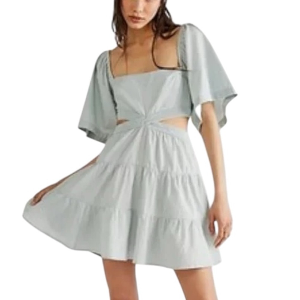 Free People Cross of Sunlight Endless Summer Cutout Mini Dress in Sage Ash - L